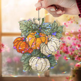 Pumpkin Patch Acrylic Suncatcher, Stained Glass Style Fall Harvest Window Hanging, Autumn Pumpkin Home Decor, Thanksgiving Gift